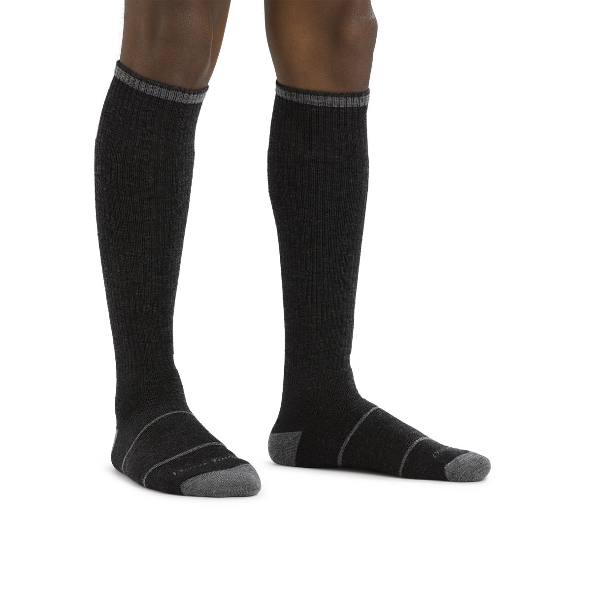 Darn Tough men's over-the-calf work socks with cushioned foot and gray accent trim