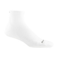 Darn Tough men's quarter-length running sock with cushioning on black background