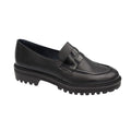 Eric Michael Captiva women's leather penny loafer with chunky lug sole, side view