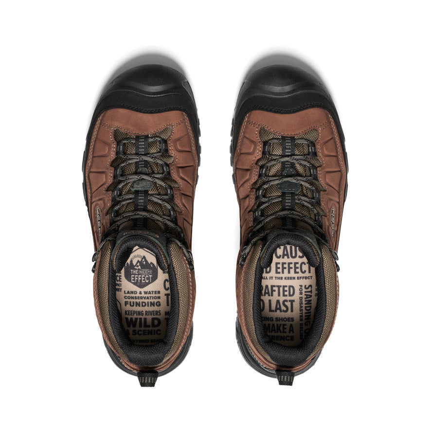 Top view of men's KEEN Targhee IV Mid waterproof hiking boots with branded insoles