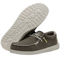 Hey Dude Wally Braided mens slip-on shoes in olive canvas with white rubber sole