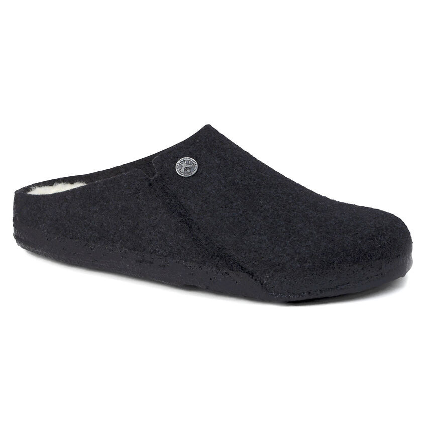 Birkenstock Zermatt dark blue wool felt clog slipper with shearling lining