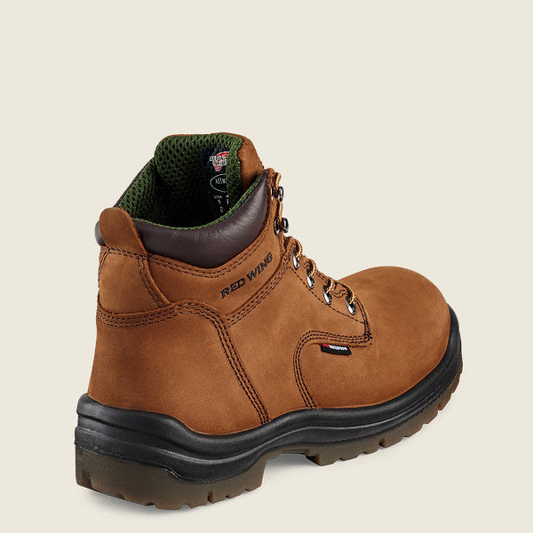 Red Wing Men's 6-inch brown leather waterproof safety toe work boot rear view