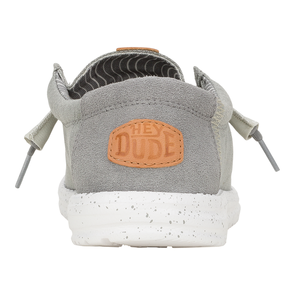 Hey Dude Men's Wally Elevated casual slip-on shoe, rear view showing branded leather patch