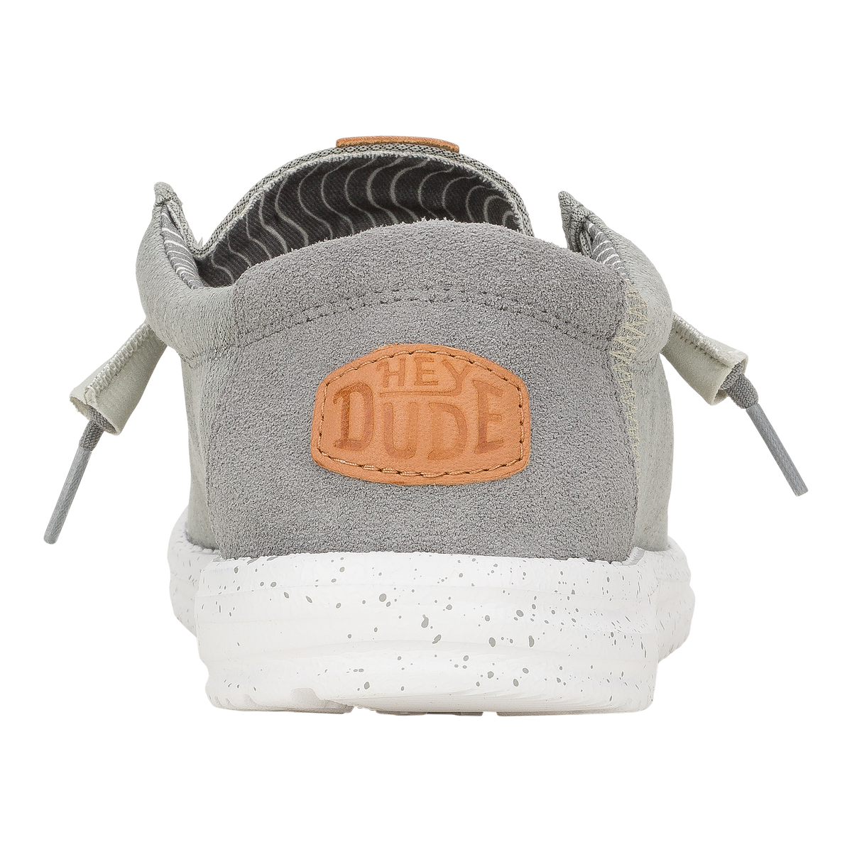 Hey Dude Men's Wally Elevated casual slip-on shoe, rear view showing branded leather patch