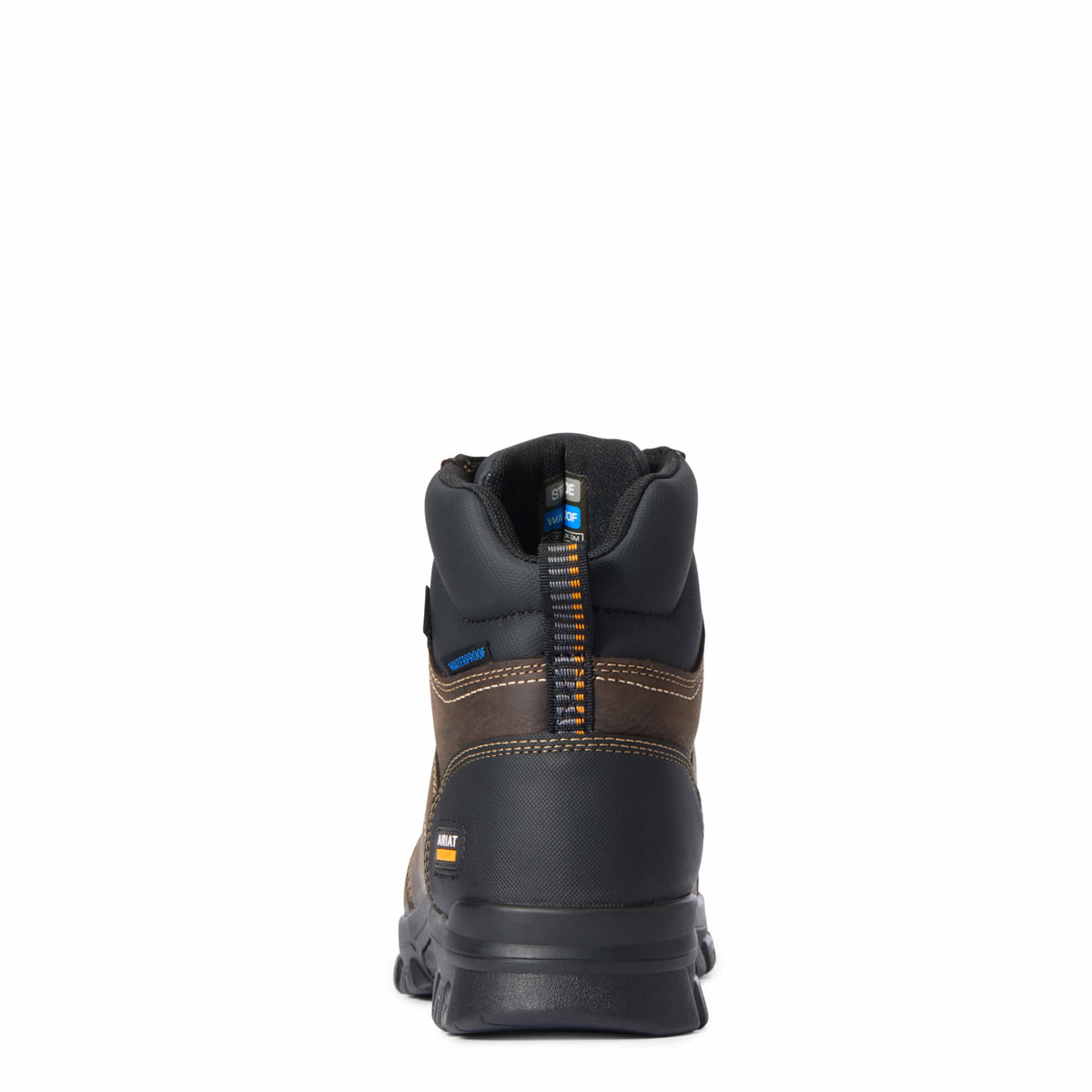 Ariat Men's Treadfast 6-inch waterproof steel toe work boot, rear view