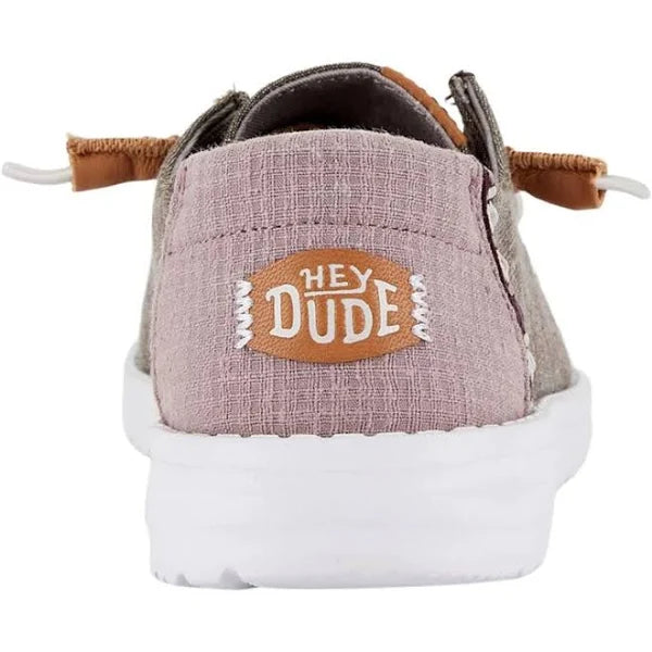 Hey Dude Wendy Wendy Chambray slip-on shoe in boho grey, rear view