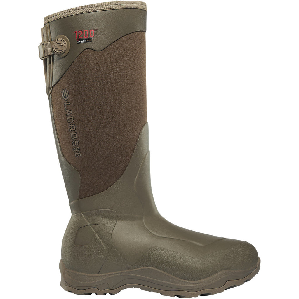 LaCrosse Alpha Agility 17-inch tall rubber hunting boot in brown and olive