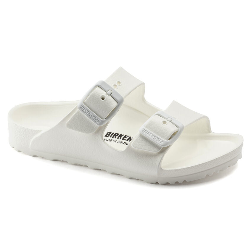 Kids Birkenstock Arizona EVA white sandal with two adjustable buckle straps
