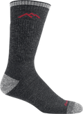 Darn Tough men's dark charcoal merino wool hiking boot sock with gray heel and toe