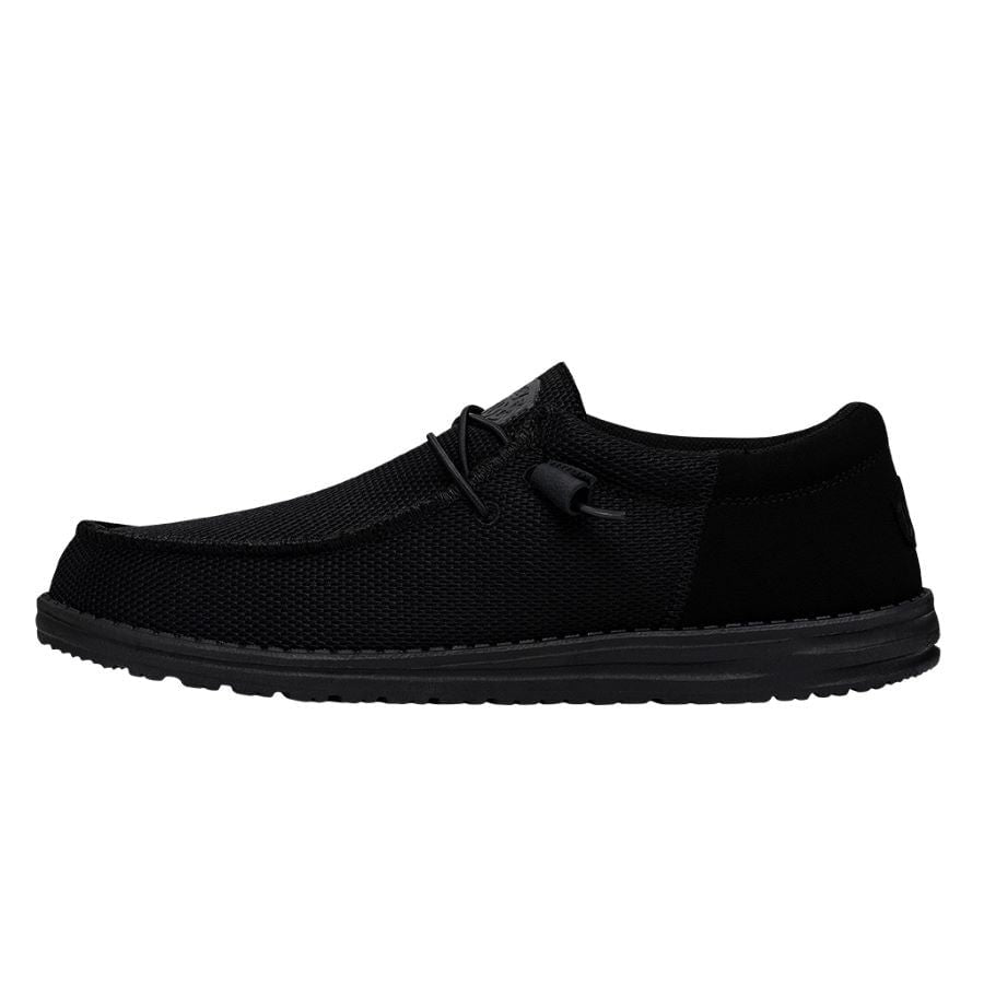 Hey Dude Wally Funk Mono mens black knit slip-on casual shoe side view