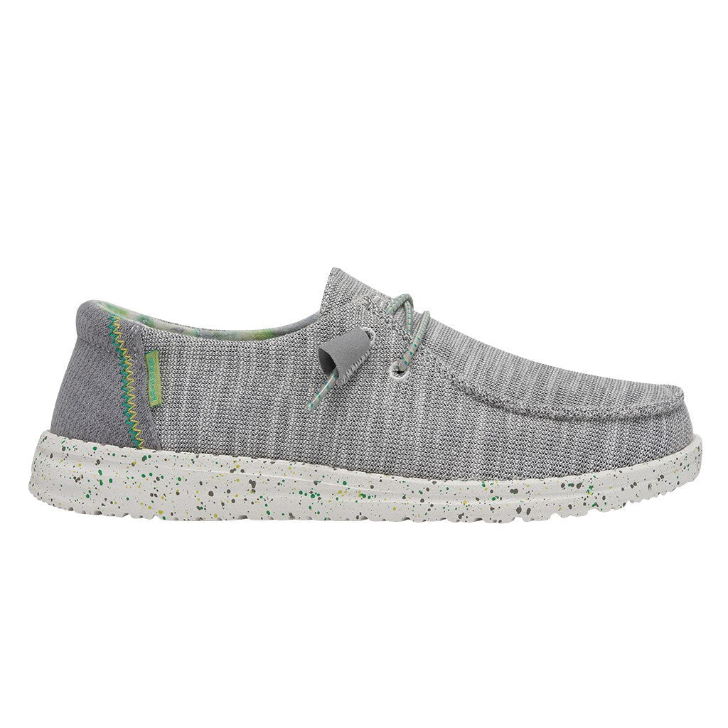Hey Dude Wendy Stretch slip-on shoe in light grey knit with speckled white sole