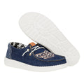 Hey Dude Wendy dark indigo denim slip-on shoe with rhinestone embroidery and white sole