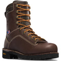 Danner Quarry USA men's 8-inch brown full-grain leather work boot with orange laces