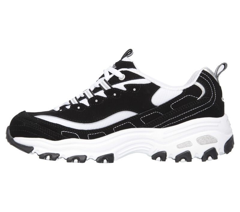 Skechers Women's D'Lites Biggest Fan chunky platform sneaker with suede upper and lace-up closure