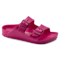 Kids Birkenstock Arizona EVA two-strap sandal in bright pink with buckles