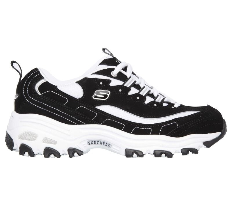 Skechers Women's D'Lites Biggest Fan chunky platform sneaker with bold two-tone design and lace-up closure