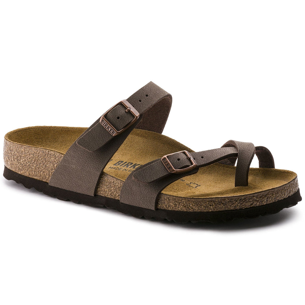 Birkenstock Mayari mocha brown toe-loop sandal with two adjustable buckle straps