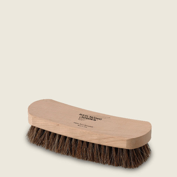 Red Wing Heritage Polish Brush with natural horsehair bristles and light wood handle