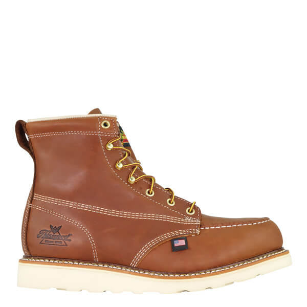 Thorogood Men's Moc Toe Maxwear 6-inch Steel Toe leather work boot with wedge sole