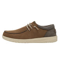 Hey Dude Mens Paul moc-toe casual shoe in tan suede with elastic laces and cream outsole