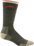 Darn Tough men's olive green merino wool hiking boot sock with orange accent details