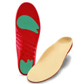 New Balance 3020 red and green orthotic shoe insoles, top and bottom views