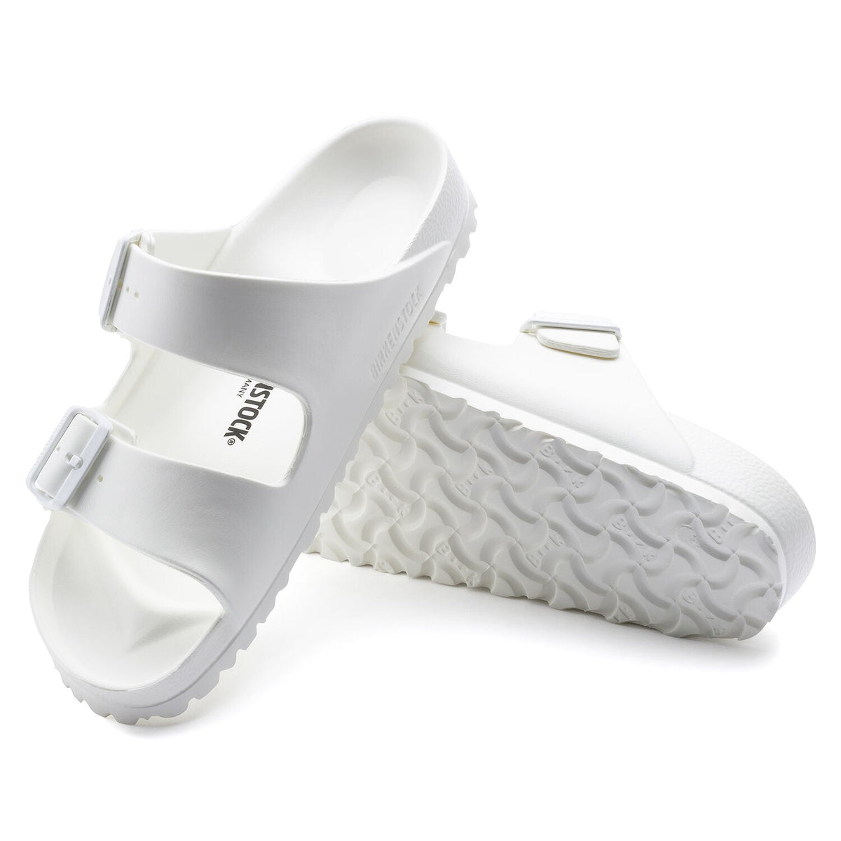 Birkenstock Arizona EVA sandals in white with two adjustable buckle straps