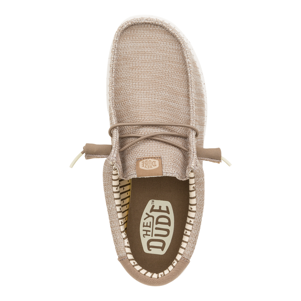 Hey Dude Men's Wally Stretch Sox slip-on shoe with elastic laces, top view