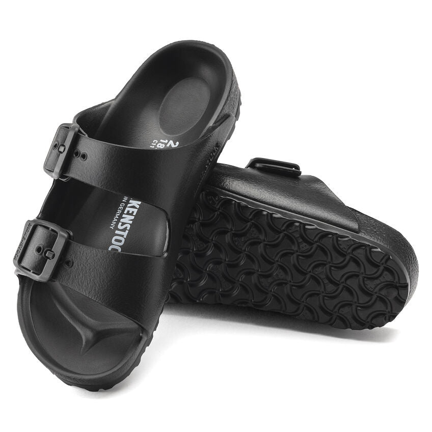Kids black EVA Arizona Birkenstock sandals with two adjustable buckle straps