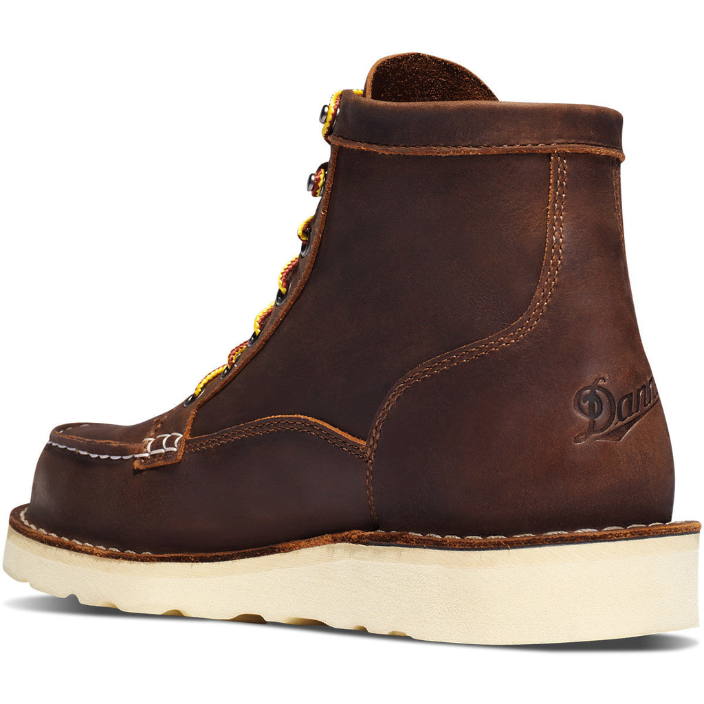 Danner Bull Run Moc 6-inch brown leather work boot with cream wedge sole