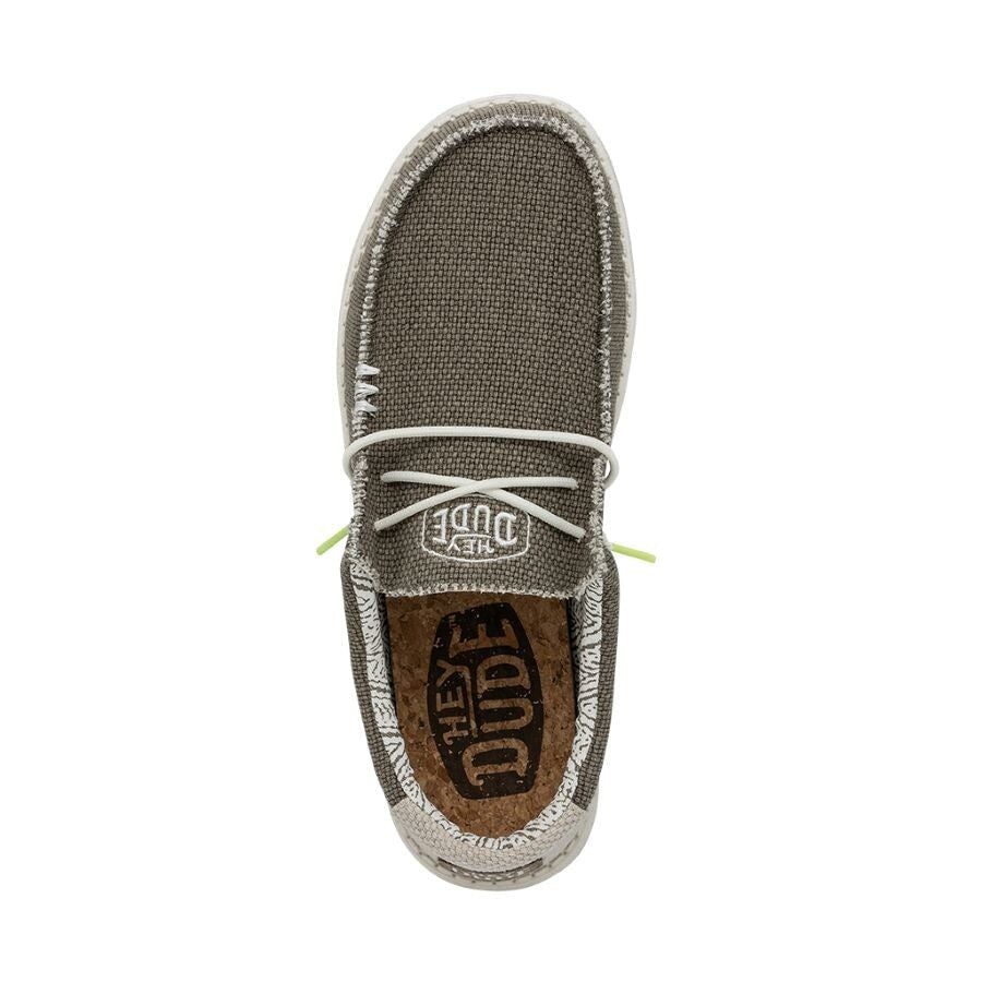 Hey Dude Men's Wally Braided slip-on shoe with elastic laces and cork insole, top view