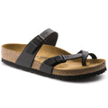 Birkenstock Mayari black sandal with toe loop, two adjustable straps, and cork footbed