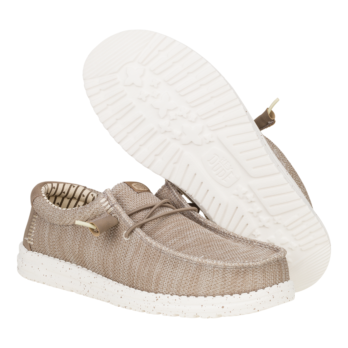Hey Dude Wally Stretch Sox slip-on shoes in taupe mesh with white speckled sole