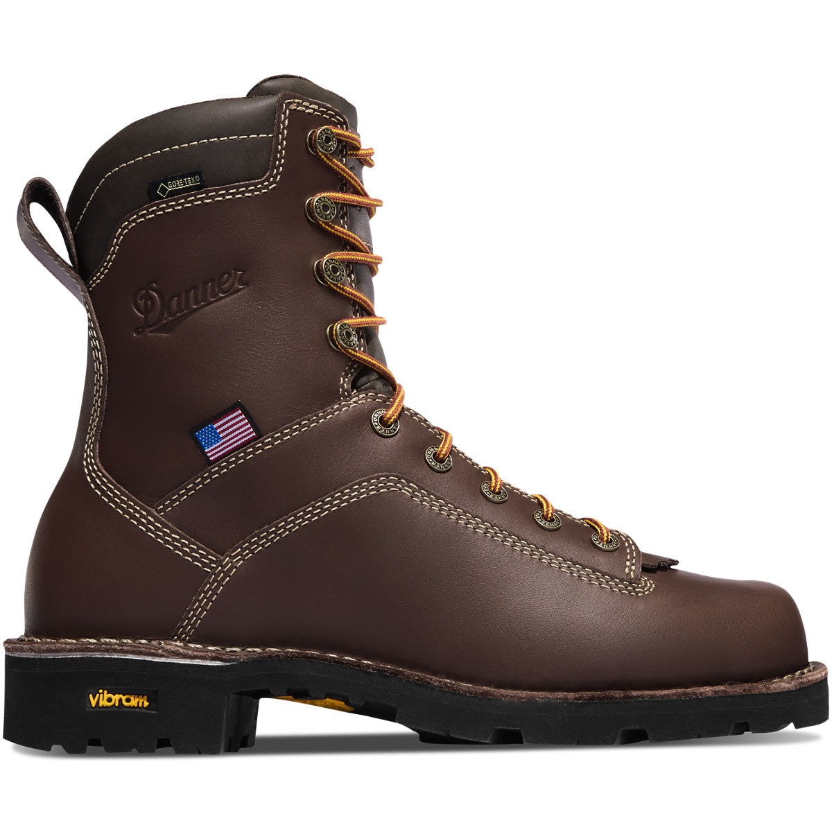 Danner Men's Quarry USA 8-inch leather work boot with Vibram sole and Gore-Tex lining