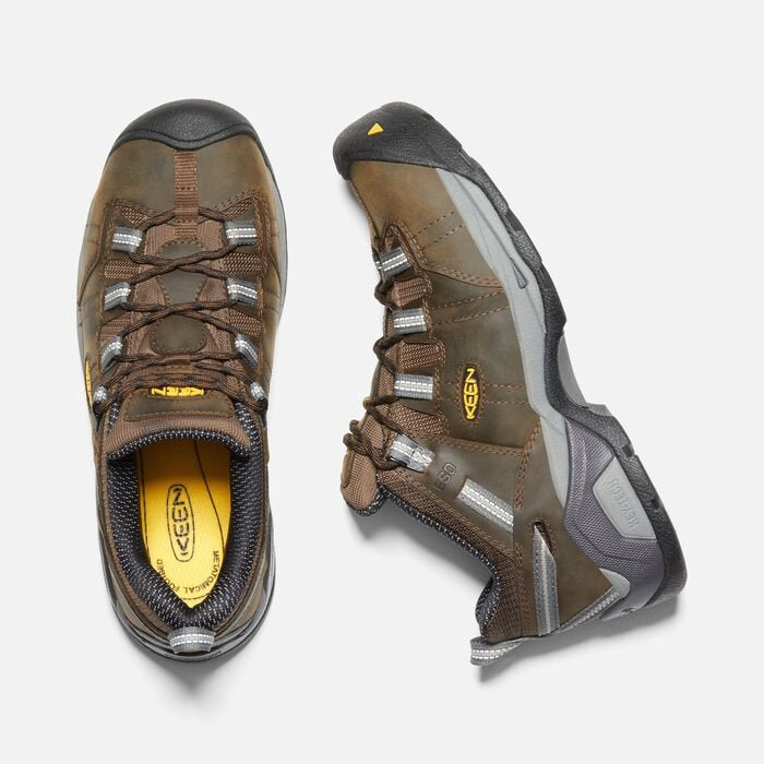 KEEN Utility men's brown leather steel toe work shoe with gray accents