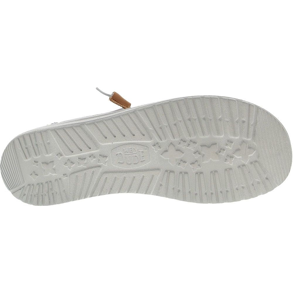 Hey Dude Wendy white rubber outsole with star pattern and brand logo