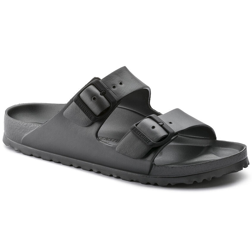 Birkenstock Arizona EVA two-strap slide sandal in gray taupe with buckle closures