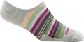 Darn Tough women's no-show sock in light gray with multicolor stripes