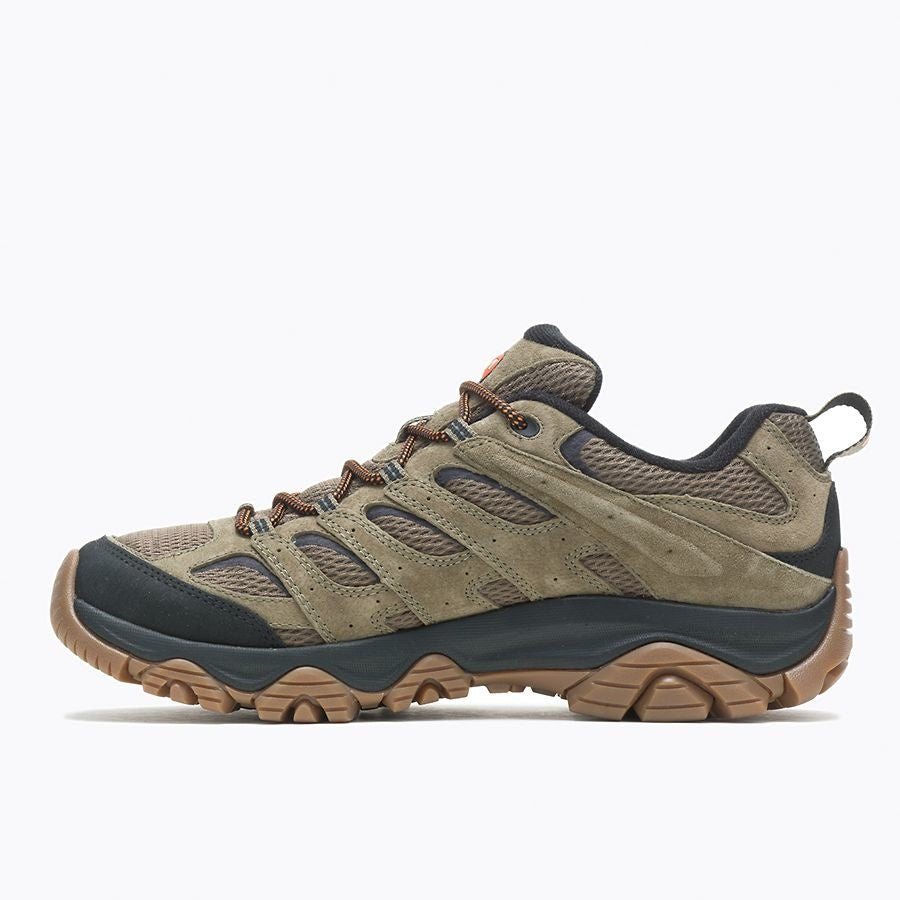 Merrell Men's Moab 3 WP Low hiking shoe with suede upper, mesh panels, and rugged outsole