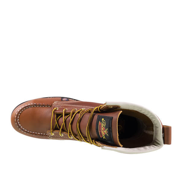 Thorogood Men's Moc Toe Steel Toe work boot shown from overhead angle