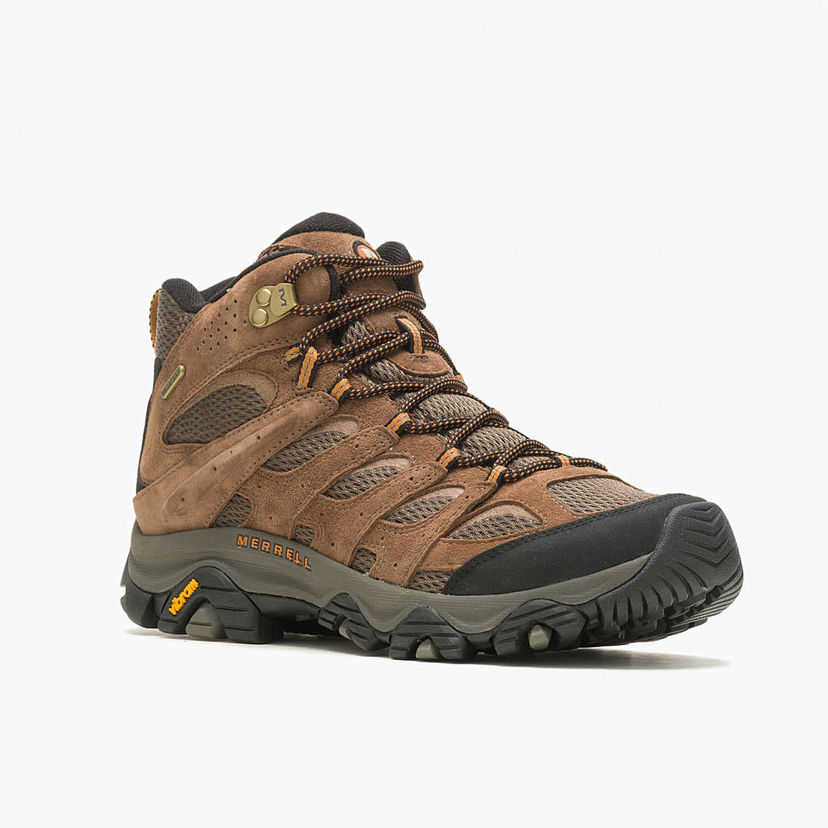 Merrell Moab 3 Mid WP hiking boot in earth brown suede with Vibram outsole