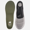 New Balance Flex Cushion Insoles shown top and bottom, olive green and gray
