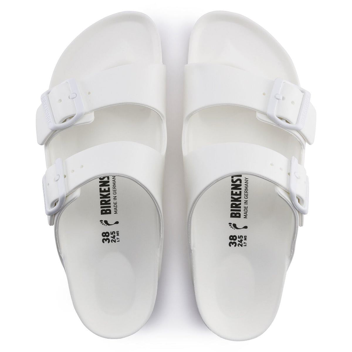 Birkenstock Arizona EVA white two-strap sandals, size 38, Made in Germany
