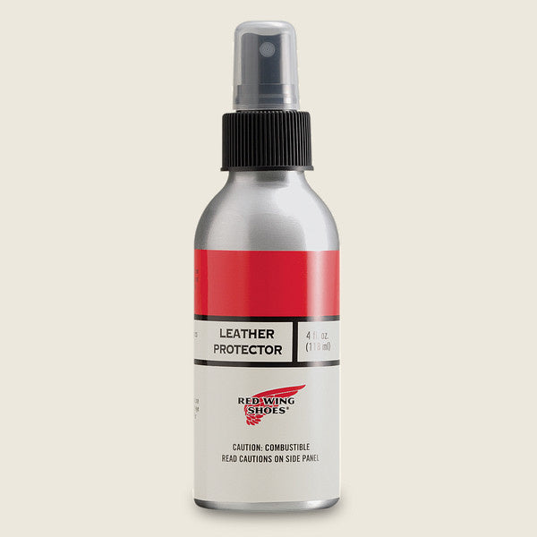 Red Wing Shoes silver spray bottle Leather Protector 4 fl oz with red label