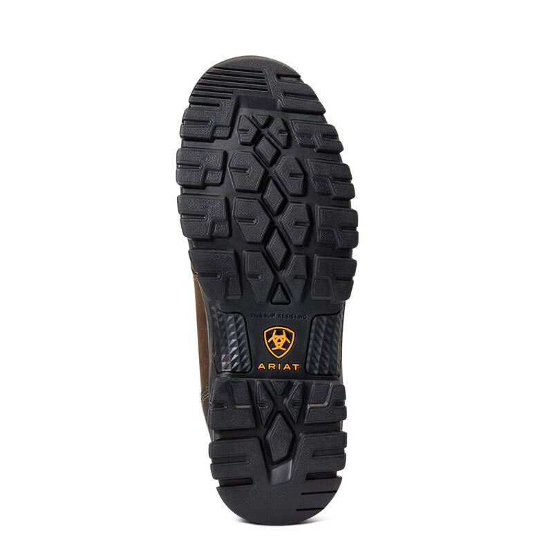 Bottom view of Ariat Treadfast waterproof work boot showing oil and slip resistant outsole tread pattern