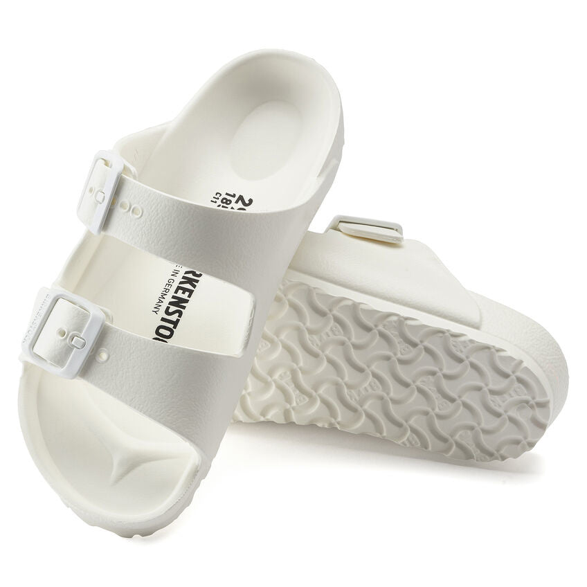 Kids white Birkenstock Arizona EVA sandals with two adjustable buckle straps