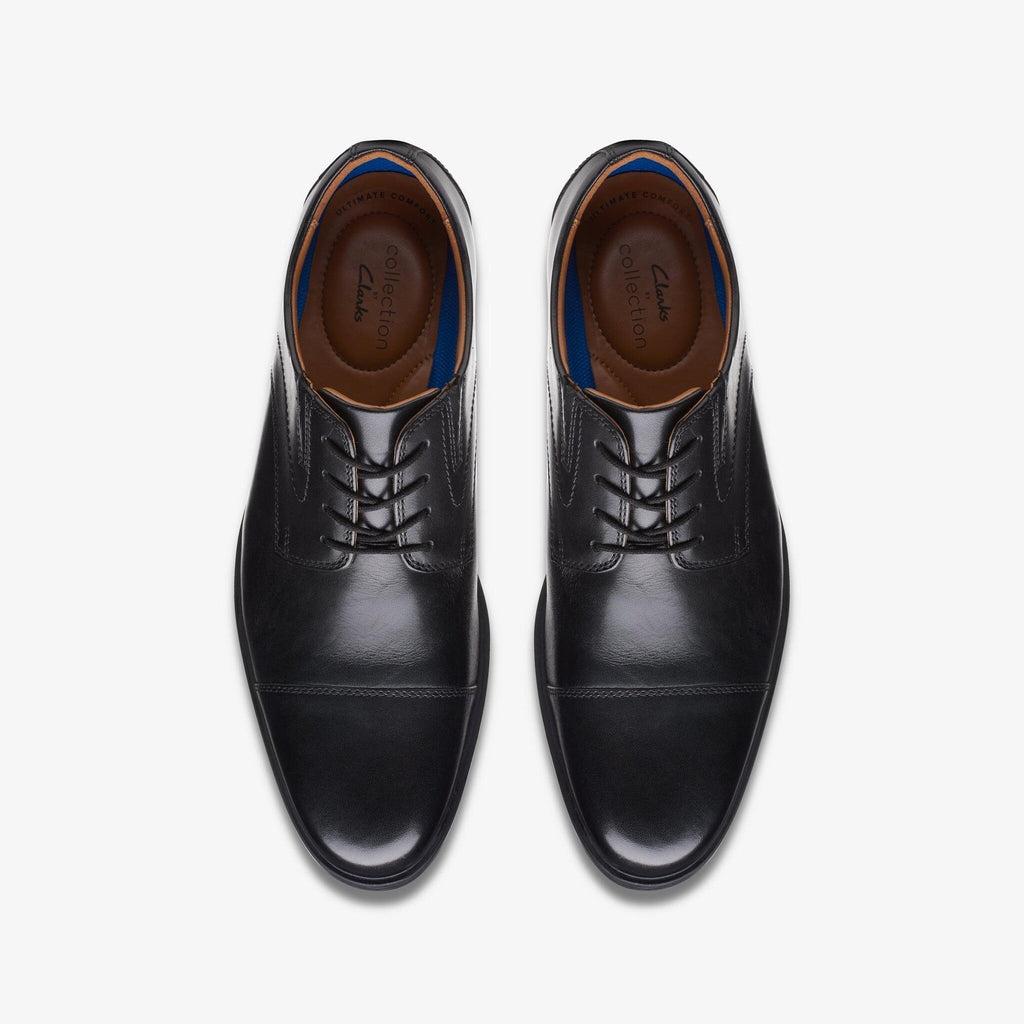 Clarks Whiddon Cap men's leather dress shoes with laces, shown from above
