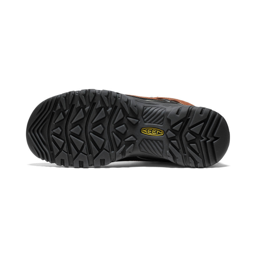 Bottom view of KEEN Targhee IV Mid boot showing black rubber outsole with multi-directional lugs