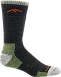 Darn Tough men's charcoal merino wool hiking boot sock with lime green heel and toe accents